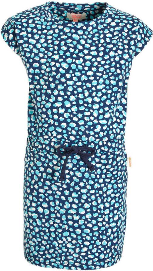 Orange Stars jurk Marlies met all over print blauw Meisjes Katoen Ronde hals 104