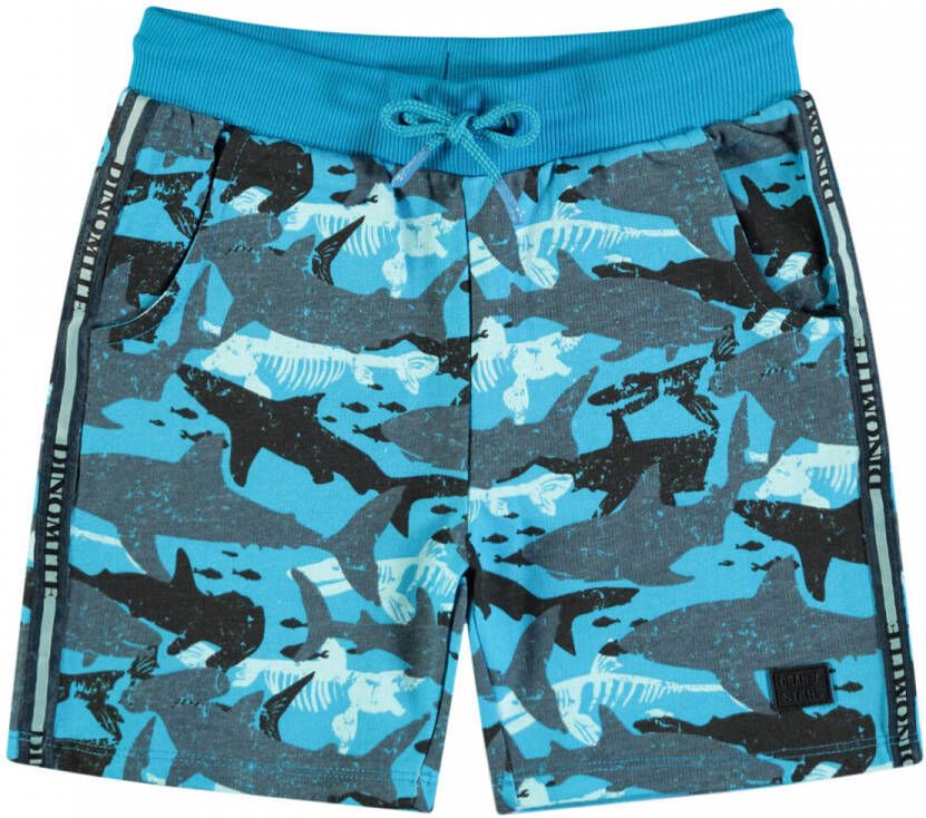 Orange Stars regular fit sweatshort met camouflageprint blauw Korte broek Jongens Katoen 152