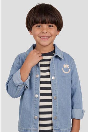 Orange Stars denim overhemd met print lichtblauw Jongens Stretchdenim Klassieke kraag - Foto 3