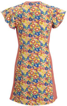 Orange Stars jurk Margareth met all over print oranje Meisjes Katoen Ronde hals 116