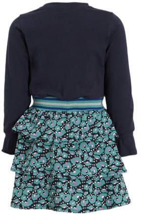 Orange Stars jurk Nanne met printopdruk zwart blauw Meisjes Katoen Ronde hals 104