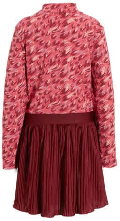 Orange Stars jurk Nikola met all over print roze rood Meisjes Katoen Opstaande kraag 104