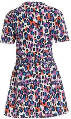 Orange Stars jurk Pearl met panterprint multi Meisjes Katoen Ronde hals 110 116