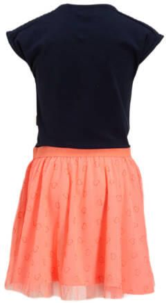 Orange Stars jurk Pebbles met printopdruk oranje zwart Meisjes Katoen Printopdruk 122 128