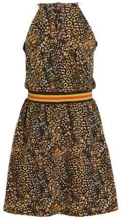 Orange Stars jurk Perihan met all over print donkergrijs Meisjes Katoen Ronde hals 110 116