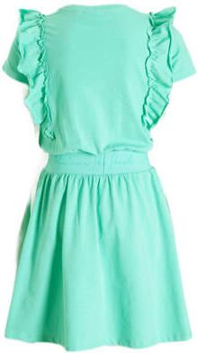 Orange Stars jurk Petronella met tekstopdruk mint Blauw Meisjes Katoen Ronde hals 110 116