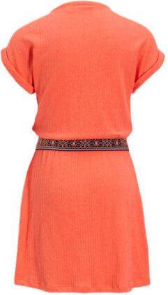Orange Stars jurk Phileine met all over print koraal Oranje Meisjes Katoen Ronde hals 110 116