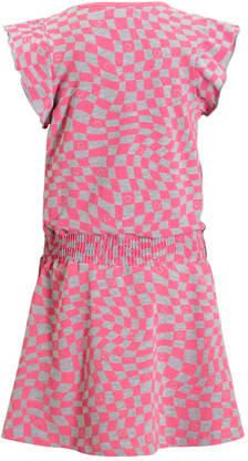 Orange Stars jurk Phyllis met all over print roze Meisjes Katoen Ronde hals 110 116