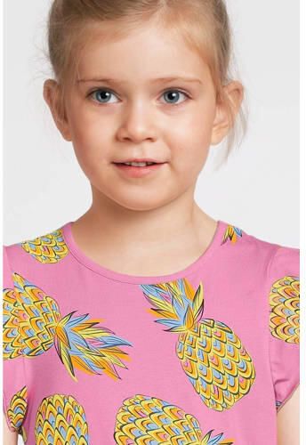 Orange Stars jurk Phyllis met all over print roze Meisjes Katoen Ronde hals 110 116 - Foto 2