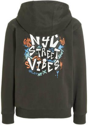 Orange Stars longsleeve Pavan met tekstopdruk donkergrijs Jongens Katoen Capuchon 110 116