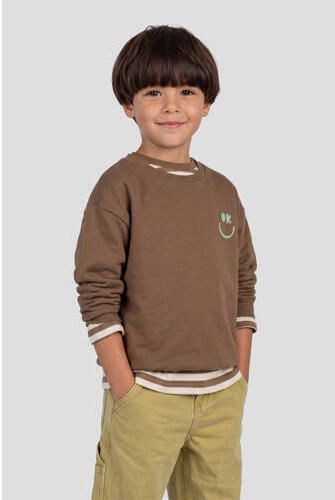 Orange Stars sweater met print donkerbruin Printopdruk - Foto 4