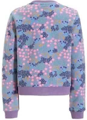 Orange Stars sweater Nelleke met all over print paars Trui Meisjes Katoen Ronde hals 116