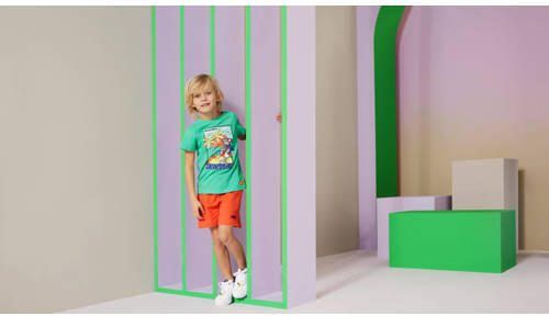Orange Stars T-shirt Malik met printopdruk mintgroen Jongens Katoen Ronde hals 128 - Foto 3