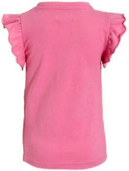 Orange Stars T-shirt Manuela met printopdruk en ruches roze Meisjes Stretchkatoen Ronde hals 152 - Foto 2