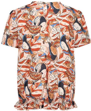 Orange Stars T-shirt met all over print multi Meisjes Katoen Ronde hals 116-122 - Foto 2