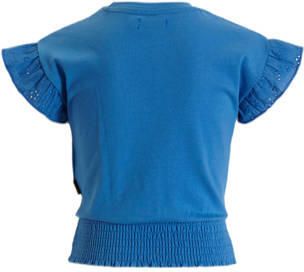 Orange Stars T-shirt Paulien met tekstopdruk blauw Meisjes Katoen Ronde hals 110 116