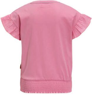 Orange Stars T-shirt Paulien met tekstopdruk roze Meisjes Katoen Ronde hals 110 116