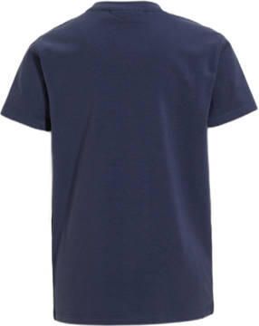 Orange Stars T-shirt Petter met tekstopdruk donkerblauw Jongens Katoen Ronde hals 122 128