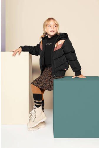 Orange Stars winterjas Nanda met panterprint multi Zwart Meisjes Polyester Capuchon 110 - Foto 3