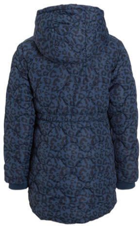 Orange Stars winterjas Natanja met panterprint blauw Meisjes Polyester Capuchon 104