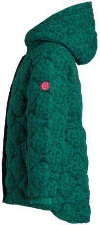 Orange Stars winterjas Natanja met panterprint groen Meisjes Polyester Capuchon 104