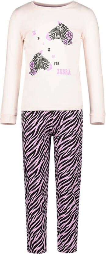 Orange Stars pyjama met zebraprint ecru roze zwart Meisjes Katoen Ronde hals 104