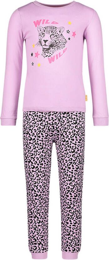 Orange Stars pyjama met printopdruk roze panterprint Meisjes Katoen Ronde hals 104