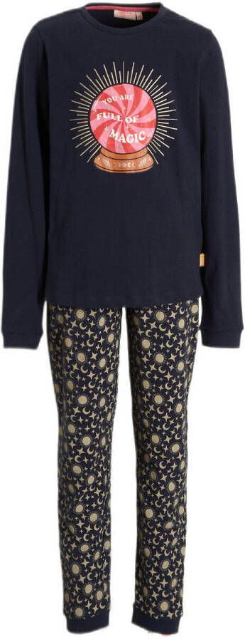 Orange Stars pyjama met printopdruk marine Blauw Meisjes Katoen Ronde hals 104