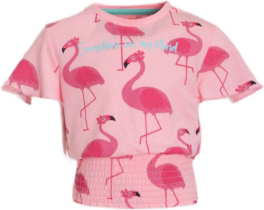 Orange Stars top Manon met all over print roze Meisjes Polyester Ronde hals 104