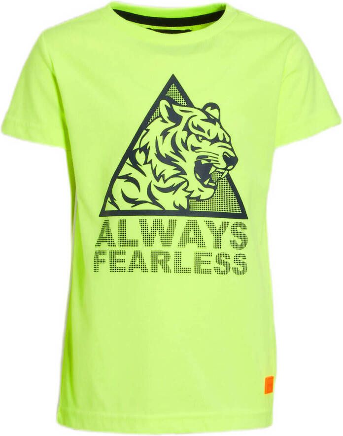 Orange Stars T-shirt Milco met printopdruk geel Jongens Polyester Ronde hals 104