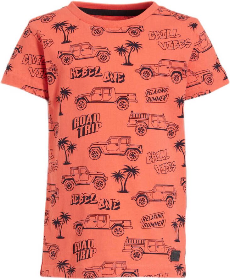 Orange Stars T-shirt Maurik met all over print oranje Jongens Katoen Ronde hals 116