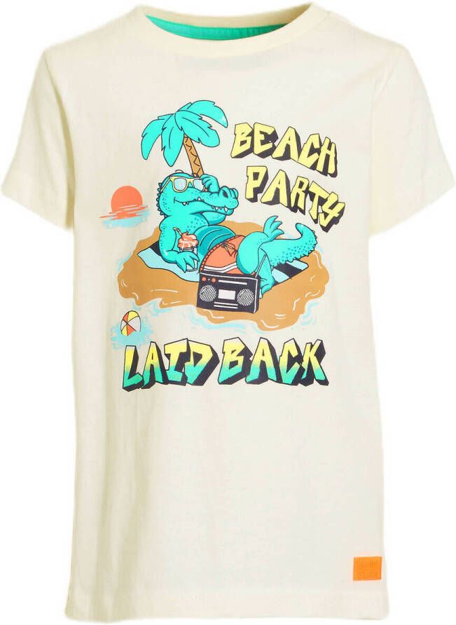 Orange Stars T-shirt Melvin met printopdruk ecru Jongens Katoen Ronde hals 104