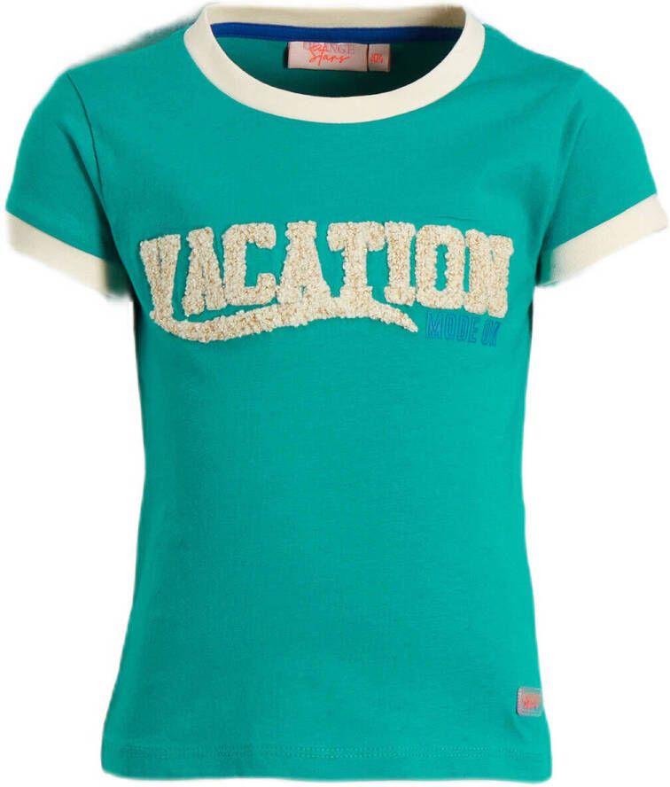 Orange Stars T-shirt Marlissa met printopdruk mintgroen Meisjes Stretchkatoen Ronde hals 104