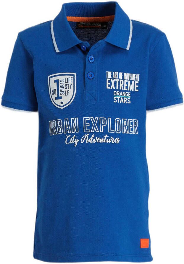 Orange Stars polo Marek met printopdruk blauw Jongens Katoen Polokraag 104