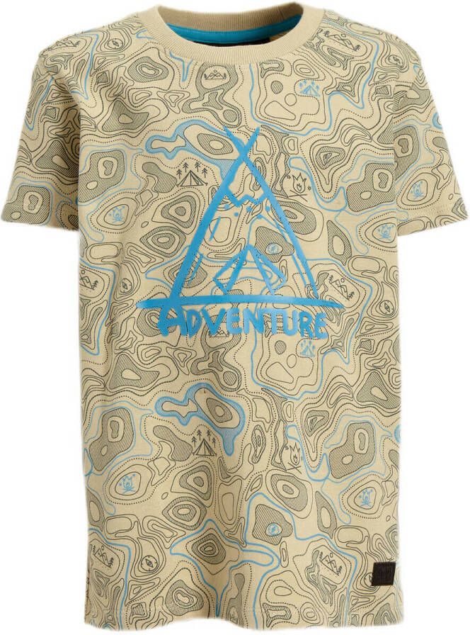 Orange Stars T-shirt Marc met all over print beige Jongens Stretchkatoen Ronde hals 116