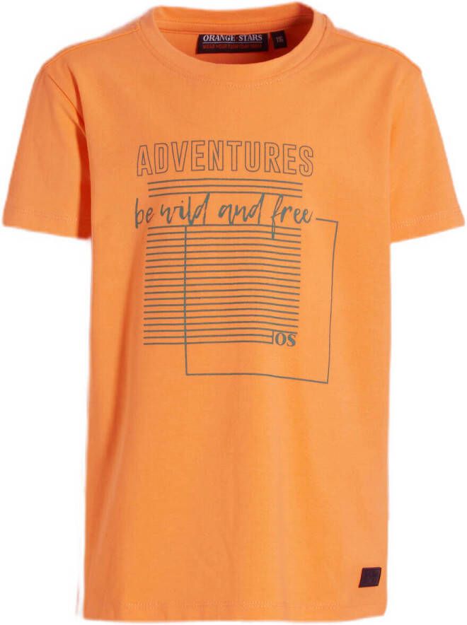 Orange Stars T-shirt Marino met printopdruk oranje Jongens Stretchkatoen Ronde hals 104