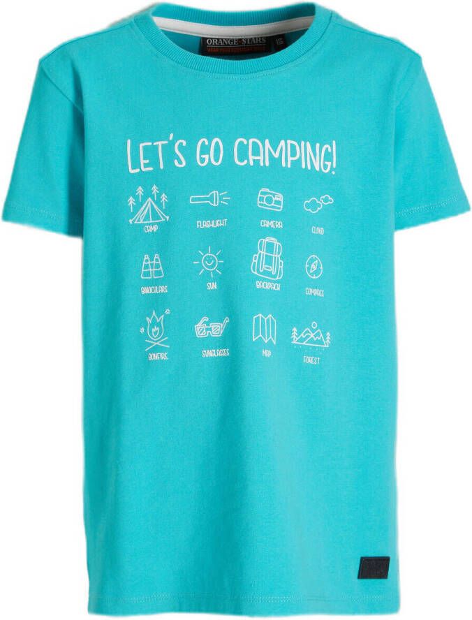 Orange Stars T-shirt Mannes met printopdruk blauw Jongens Stretchkatoen Ronde hals 104