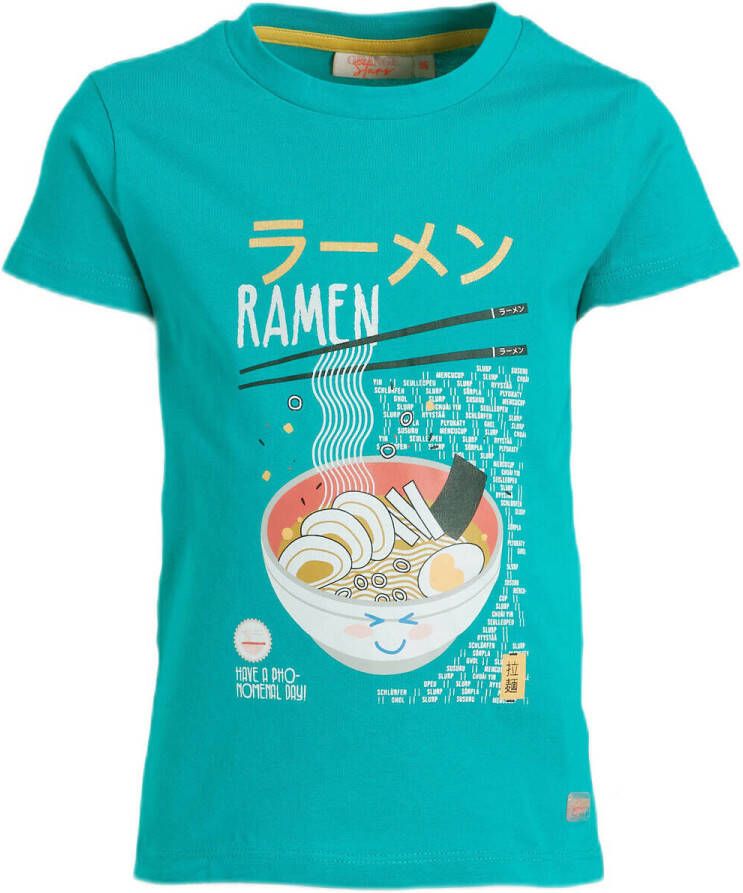 Orange Stars T-shirt Mariska met printopdruk mintgroen Meisjes Stretchkatoen Ronde hals 104