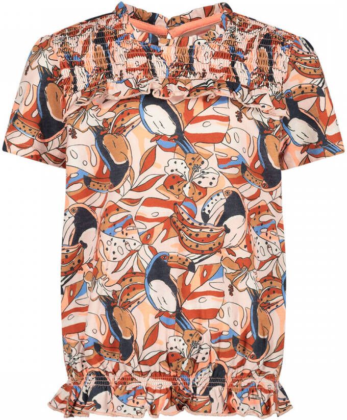 Orange Stars T-shirt met all over print multi Meisjes Katoen Ronde hals 116-122