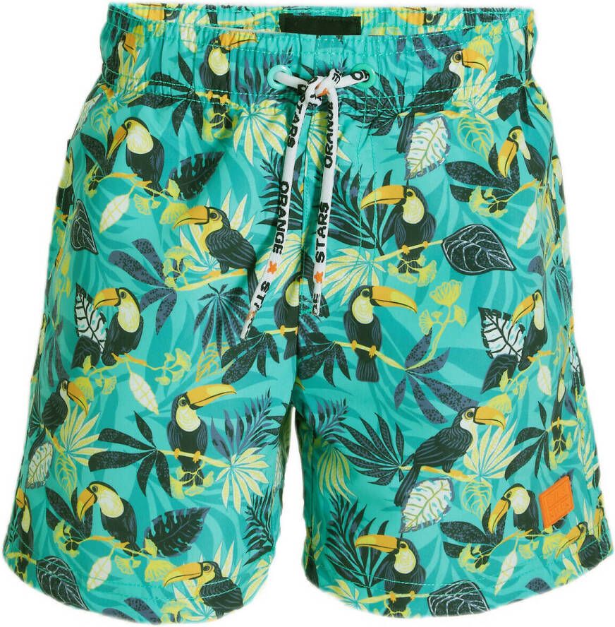 Orange Stars zwemshort Machiel mintgroen Jongens Polyester All over print 104
