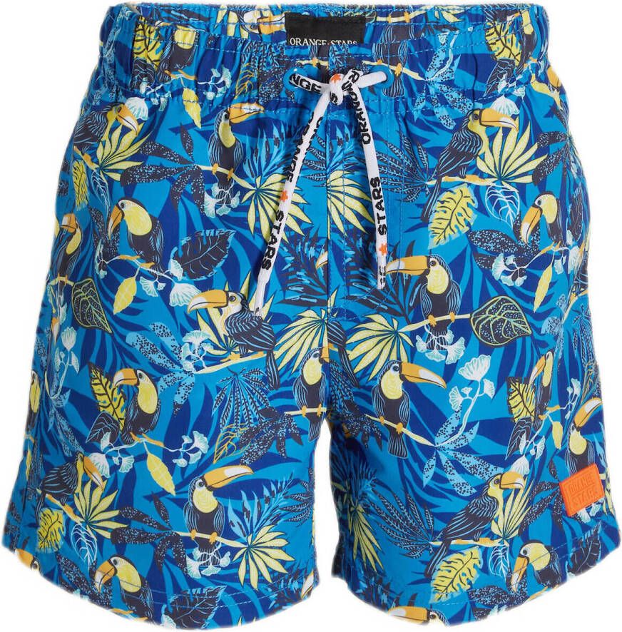 Orange Stars zwemshort Machiel blauw Jongens Polyester All over print 104