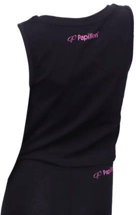 Papillon crop sporttop zwart multi Sport t-shirt Meisjes Katoen Ronde hals 164