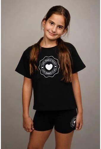 Papillon sportshirt zwart Sport t-shirt Meisjes Katoen Ronde hals Printopdruk