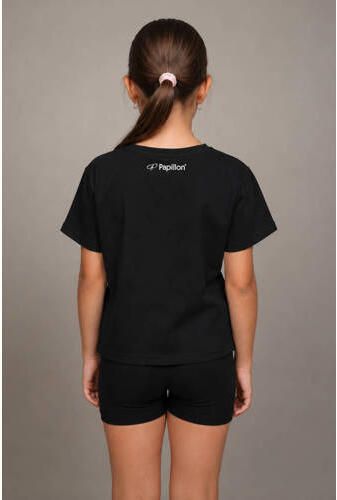 Papillon sportshirt zwart Sport t-shirt Meisjes Katoen Ronde hals Printopdruk - Foto 2