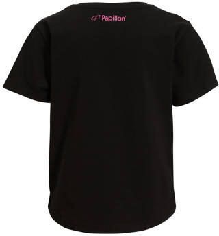 Papillon sportshirt zwart multi Sport t-shirt Meisjes Katoen Ronde hals 140