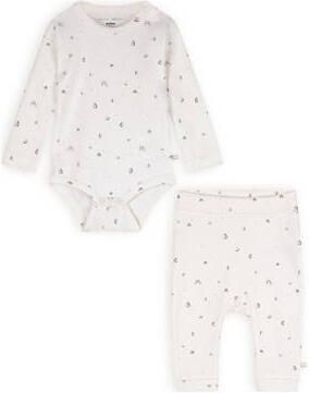 Petite Maison romper + broek Stormy wit Set Meisjes Katoen Ronde hals Logo