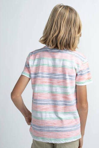 Petrol Industries gestreept T-shirt licht oranje groenwit Jongens Katoen Ronde hals 176 - Foto 5