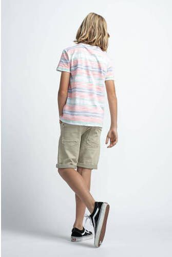 Petrol Industries gestreept T-shirt licht oranje groenwit Jongens Katoen Ronde hals 176 - Foto 3