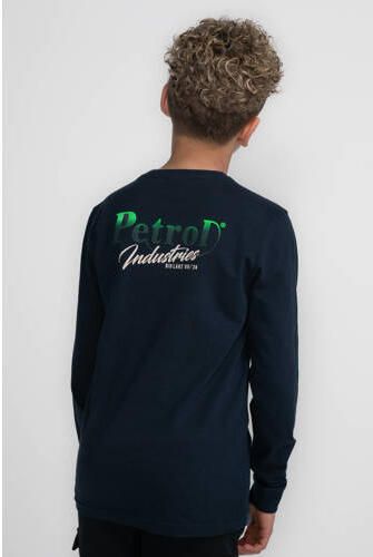 Petrol Industries longsleeve met backprint donkerblauw Jongens Katoen Ronde hals 128
