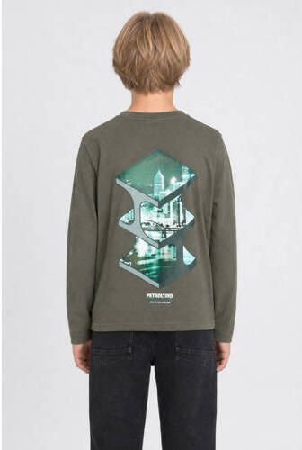 Petrol Industries longsleeve met backprint kaki Groen Jongens Katoen Ronde hals - Foto 3